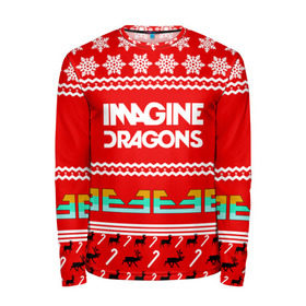 Мужской лонгслив 3D с принтом Праздничный Imagine Dragons в Екатеринбурге, 100% полиэстер | длинные рукава, круглый вырез горловины, полуприлегающий силуэт | dragons | imagine | альтернативный | американская | арена | бэн макки | группа | драгонс | дэн | дэн рейнольдс | знак | имеджин | инди | индирок | красный | надпись | новогодний | новый год | поп | праздник