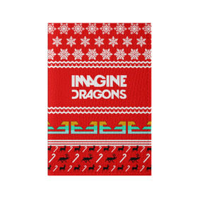 Обложка для паспорта матовая кожа с принтом Праздничный Imagine Dragons в Екатеринбурге, натуральная матовая кожа | размер 19,3 х 13,7 см; прозрачные пластиковые крепления | dragons | imagine | альтернативный | американская | арена | бэн макки | группа | драгонс | дэн | дэн рейнольдс | знак | имеджин | инди | индирок | красный | надпись | новогодний | новый год | поп | праздник