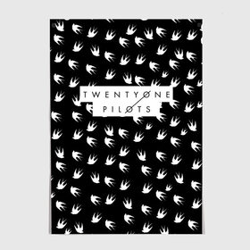 Постер с принтом Twenty One Pilots Birds White в Екатеринбурге, 100% бумага
 | бумага, плотность 150 мг. Матовая, но за счет высокого коэффициента гладкости имеет небольшой блеск и дает на свету блики, но в отличии от глянцевой бумаги не покрыта лаком | rock | t.o.p. | top | twenty one pilots | рок