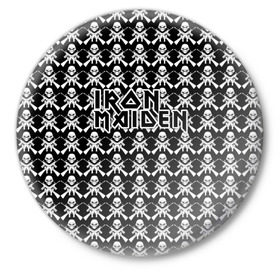 Значок с принтом Iron Maiden в Екатеринбурге,  металл | круглая форма, металлическая застежка в виде булавки | iron maiden | адриан смит | айрон мейден | гроза | группа | дэйв мюррей | железная дева | ирон майден | метал | мрачный | музыка | песни | рок | стив харрис | тяжелый | флаг | хеви | хевиметал
