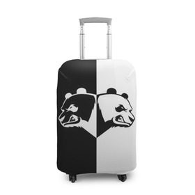 Чехол для чемодана 3D с принтом Панда в Екатеринбурге, 86% полиэфир, 14% спандекс | двустороннее нанесение принта, прорези для ручек и колес | бамбук | бамбуковый медведь | белый | голова | два | животное | злость | красная книга | крутой | мишка | оскал | панда | прикольный | тату | цвета | чб | черный | ярость