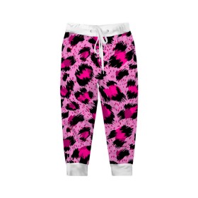 Детские брюки 3D с принтом Розовый леопард в Екатеринбурге, 100% полиэстер | манжеты по низу, эластичный пояс регулируется шнурком, по бокам два кармана без застежек, внутренняя часть кармана из мелкой сетки | Тематика изображения на принте: гепард | леопард