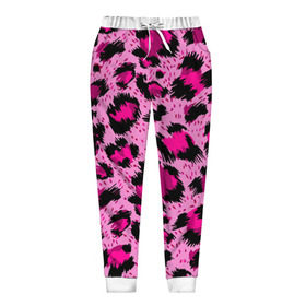 Женские брюки 3D с принтом Розовый леопард в Екатеринбурге, полиэстер 100% | прямой крой, два кармана без застежек по бокам, с мягкой трикотажной резинкой на поясе и по низу штанин. В поясе для дополнительного комфорта — широкие завязки | Тематика изображения на принте: гепард | леопард
