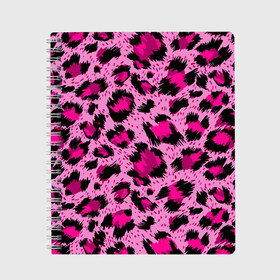 Тетрадь с принтом Розовый леопард в Екатеринбурге, 100% бумага | 48 листов, плотность листов — 60 г/м2, плотность картонной обложки — 250 г/м2. Листы скреплены сбоку удобной пружинной спиралью. Уголки страниц и обложки скругленные. Цвет линий — светло-серый
 | гепард | леопард