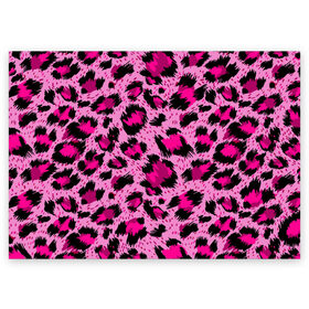 Поздравительная открытка с принтом Розовый леопард в Екатеринбурге, 100% бумага | плотность бумаги 280 г/м2, матовая, на обратной стороне линовка и место для марки
 | гепард | леопард