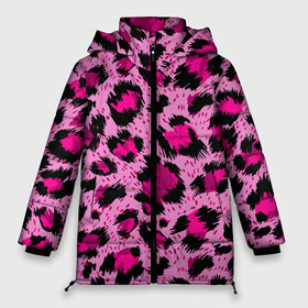Женская зимняя куртка 3D с принтом Розовый леопард в Екатеринбурге, верх — 100% полиэстер; подкладка — 100% полиэстер; утеплитель — 100% полиэстер | длина ниже бедра, силуэт Оверсайз. Есть воротник-стойка, отстегивающийся капюшон и ветрозащитная планка. 

Боковые карманы с листочкой на кнопках и внутренний карман на молнии | Тематика изображения на принте: гепард | леопард