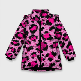 Зимняя куртка для девочек 3D с принтом Розовый леопард в Екатеринбурге, ткань верха — 100% полиэстер; подклад — 100% полиэстер, утеплитель — 100% полиэстер. | длина ниже бедра, удлиненная спинка, воротник стойка и отстегивающийся капюшон. Есть боковые карманы с листочкой на кнопках, утяжки по низу изделия и внутренний карман на молнии. 

Предусмотрены светоотражающий принт на спинке, радужный светоотражающий элемент на пуллере молнии и на резинке для утяжки. | Тематика изображения на принте: гепард | леопард