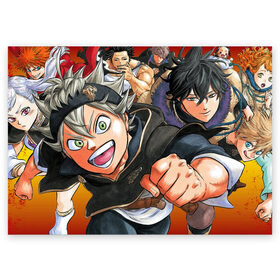 Поздравительная открытка с принтом Black Clover в Екатеринбурге, 100% бумага | плотность бумаги 280 г/м2, матовая, на обратной стороне линовка и место для марки
 | black clover | manga | аниме | астер | магия | манга | черный клевер