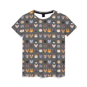 Женская футболка 3D с принтом Коты_8 в Екатеринбурге, 100% полиэфир ( синтетическое хлопкоподобное полотно) | прямой крой, круглый вырез горловины, длина до линии бедер | киса домашние животные | кот | котик | котики | коты | кошка | кошки