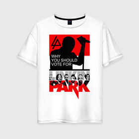 Женская футболка хлопок Oversize с принтом Linkin Park в Екатеринбурге, 100% хлопок | свободный крой, круглый ворот, спущенный рукав, длина до линии бедер
 | alternative | linkin park | альтернатива | брэд дэлсон | джо хан | дэвид фаррелл | линкин парк | майк шинода | роб бурдон | честер беннингтон