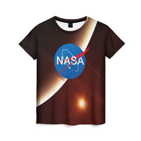 Женская футболка 3D с принтом NASA SPACE в Екатеринбурге, 100% полиэфир ( синтетическое хлопкоподобное полотно) | прямой крой, круглый вырез горловины, длина до линии бедер | galaxy | nasa | space | астрономия | известные | космос | наса | планеты | сатурн