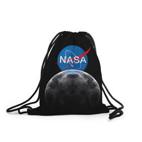 Рюкзак-мешок 3D с принтом NASA MOON в Екатеринбурге, 100% полиэстер | плотность ткани — 200 г/м2, размер — 35 х 45 см; лямки — толстые шнурки, застежка на шнуровке, без карманов и подкладки | galaxy | moon | nasa | space | астрономия | известные | космос | луна | наса | планет
