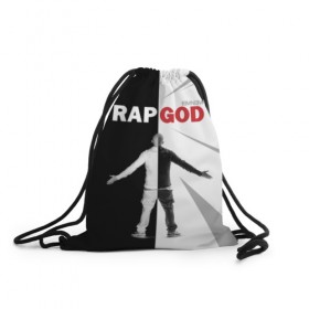 Рюкзак-мешок 3D с принтом Rap God Eminem в Екатеринбурге, 100% полиэстер | плотность ткани — 200 г/м2, размер — 35 х 45 см; лямки — толстые шнурки, застежка на шнуровке, без карманов и подкладки | Тематика изображения на принте: 