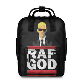 Женский рюкзак 3D с принтом Rap God Eminem в Екатеринбурге, 100% полиэстер | лямки с регулируемой длиной, сверху ручки, чтобы рюкзак нести как сумку. Основное отделение закрывается на молнию, как и внешний карман. Внутри два дополнительных кармана, один из которых закрывается на молнию. По бокам два дополнительных кармашка, куда поместится маленькая бутылочка
 | Тематика изображения на принте: actor | american rapper | composer | eminem | music | rap | rap god | record producer |   | актёр | американский | композитор | музыка | музыкальный продюсер | рэп | рэпер