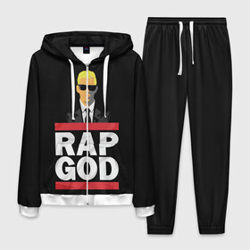 Мужской костюм 3D с принтом Rap God Eminem в Екатеринбурге, 100% полиэстер | Манжеты и пояс оформлены тканевой резинкой, двухслойный капюшон со шнурком для регулировки, карманы спереди | actor | american rapper | composer | eminem | music | rap | rap god | record producer |   | актёр | американский | композитор | музыка | музыкальный продюсер | рэп | рэпер