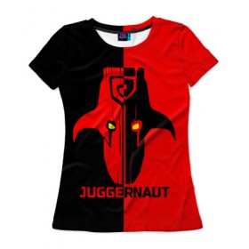 Женская футболка 3D с принтом Juggernaut в Екатеринбурге, 100% полиэфир ( синтетическое хлопкоподобное полотно) | прямой крой, круглый вырез горловины, длина до линии бедер | jaggernaut | jugernaut | герой | джаггернаут | джагернаут | дота