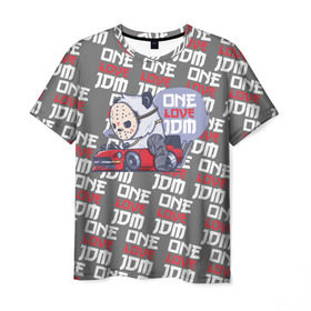 Мужская футболка 3D с принтом ONE LOVE JDM в Екатеринбурге, 100% полиэфир | прямой крой, круглый вырез горловины, длина до линии бедер | 