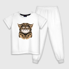 Детская пижама хлопок с принтом Котёнок в Екатеринбурге, 100% хлопок |  брюки и футболка прямого кроя, без карманов, на брюках мягкая резинка на поясе и по низу штанин
 | cat | животные | киса | кот | котенок | котик | кошка | сон | спит