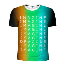 Мужская футболка 3D спортивная с принтом IMAGINE DRAGONS в Екатеринбурге, 100% полиэстер с улучшенными характеристиками | приталенный силуэт, круглая горловина, широкие плечи, сужается к линии бедра | Тематика изображения на принте: evolve | imagine dragons | new age | вокалист | группа | драгонс | известные | личности | надписи | реп | рок | триколор | фирменные цвета | яркие