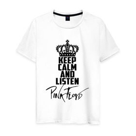 Мужская футболка хлопок с принтом Keep calm and listen Pink Floyd в Екатеринбурге, 100% хлопок | прямой крой, круглый вырез горловины, длина до линии бедер, слегка спущенное плечо. | pink floyd | pinkfloyd | арт | артрок | группа | дэвид гилмор | пинк флойд | пинкфлойд | прогрессивный | психоделический | рок | сид барретт | симфонический | спэйс | эйсид | экспериментальный