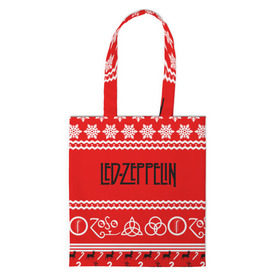 Сумка 3D повседневная с принтом Праздничный Led Zeppelin в Екатеринбурге, 100% полиэстер | Плотность: 200 г/м2; Размер: 34×35 см; Высота лямок: 30 см | led zeppelin | блюз | группа | джимми пейдж | джон генри бонэм | джон пол джонс | знак | красный | лед зепелен | лед зеппелин | метал | надпись | новогодний | новый год | праздник | роберт плант | рождество