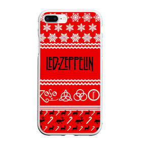 Чехол для iPhone 7Plus/8 Plus матовый с принтом Праздничный Led Zeppelin в Екатеринбурге, Силикон | Область печати: задняя сторона чехла, без боковых панелей | led zeppelin | блюз | группа | джимми пейдж | джон генри бонэм | джон пол джонс | знак | красный | лед зепелен | лед зеппелин | метал | надпись | новогодний | новый год | праздник | роберт плант | рождество