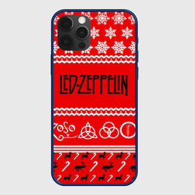 Чехол для iPhone 12 Pro с принтом Праздничный Led Zeppelin в Екатеринбурге, силикон | область печати: задняя сторона чехла, без боковых панелей | led zeppelin | блюз | группа | джимми пейдж | джон генри бонэм | джон пол джонс | знак | красный | лед зепелен | лед зеппелин | метал | надпись | новогодний | новый год | праздник | роберт плант | рождество