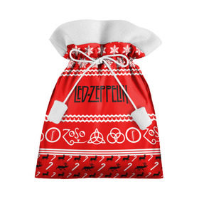 Подарочный 3D мешок с принтом Праздничный Led Zeppelin в Екатеринбурге, 100% полиэстер | Размер: 29*39 см | led zeppelin | блюз | группа | джимми пейдж | джон генри бонэм | джон пол джонс | знак | красный | лед зепелен | лед зеппелин | метал | надпись | новогодний | новый год | праздник | роберт плант | рождество