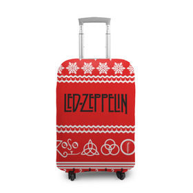 Чехол для чемодана 3D с принтом Праздничный Led Zeppelin в Екатеринбурге, 86% полиэфир, 14% спандекс | двустороннее нанесение принта, прорези для ручек и колес | led zeppelin | блюз | группа | джимми пейдж | джон генри бонэм | джон пол джонс | знак | красный | лед зепелен | лед зеппелин | метал | надпись | новогодний | новый год | праздник | роберт плант | рождество