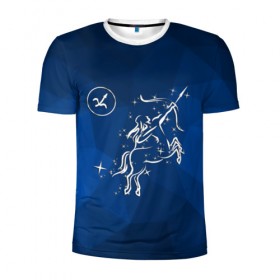 Мужская футболка 3D спортивная с принтом Стрелец в Екатеринбурге, 100% полиэстер с улучшенными характеристиками | приталенный силуэт, круглая горловина, широкие плечи, сужается к линии бедра | sagittarius | звезды | знаки зодиака | космос | созвездие | стрелец