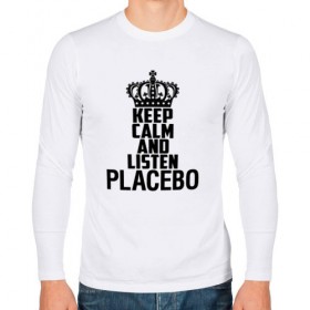 Мужской лонгслив хлопок с принтом Keep calm and listen Placebo в Екатеринбурге, 100% хлопок |  | 