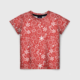 Детская футболка 3D с принтом Happy xmas в Екатеринбурге, 100% гипоаллергенный полиэфир | прямой крой, круглый вырез горловины, длина до линии бедер, чуть спущенное плечо, ткань немного тянется | merry christmas | santa | xmas | дед мороз | елка | зима | новый год | олени | подарки | рождество | санта клаус | снег | снеговик | старый год | фейерверк
