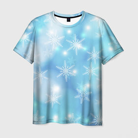 Мужская футболка 3D с принтом Волшебство Нового года в Екатеринбурге, 100% полиэфир | прямой крой, круглый вырез горловины, длина до линии бедер | Тематика изображения на принте: елка | зима | мороз | новый год | снег | снежинки