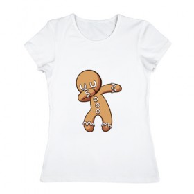 Женская футболка хлопок с принтом Печенька НОВЫЙ ГОД DAB в Екатеринбурге, 100% хлопок | прямой крой, круглый вырез горловины, длина до линии бедер, слегка спущенное плечо | 