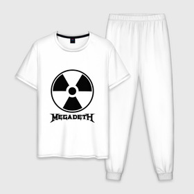 Мужская пижама хлопок с принтом Megadeth в Екатеринбурге, 100% хлопок | брюки и футболка прямого кроя, без карманов, на брюках мягкая резинка на поясе и по низу штанин
 | megadet | megadeth | группа | дирк вербурен | дэвид эллефсон | дэйв мастейн | кико лоурейро | мегадет | мегадетх | метал | рок | трэш | трэшметал | тяжелый | хард | хардрок | хеви | хевиметал