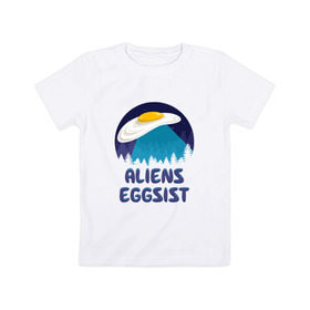Детская футболка хлопок с принтом НЛО яйца в Екатеринбурге, 100% хлопок | круглый вырез горловины, полуприлегающий силуэт, длина до линии бедер | инопланетяне | нло | секретные материалы | яйца