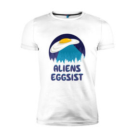 Мужская футболка премиум с принтом НЛО яйца в Екатеринбурге, 92% хлопок, 8% лайкра | приталенный силуэт, круглый вырез ворота, длина до линии бедра, короткий рукав | Тематика изображения на принте: инопланетяне | нло | секретные материалы | яйца