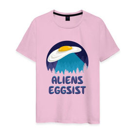 Мужская футболка хлопок с принтом НЛО яйца в Екатеринбурге, 100% хлопок | прямой крой, круглый вырез горловины, длина до линии бедер, слегка спущенное плечо. | инопланетяне | нло | секретные материалы | яйца
