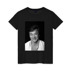 Женская футболка хлопок с принтом Джеки Чан в Екатеринбурге, 100% хлопок | прямой крой, круглый вырез горловины, длина до линии бедер, слегка спущенное плечо | Тематика изображения на принте: 