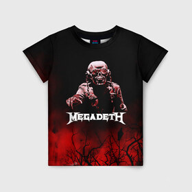 Детская футболка 3D с принтом Megadeth в Екатеринбурге, 100% гипоаллергенный полиэфир | прямой крой, круглый вырез горловины, длина до линии бедер, чуть спущенное плечо, ткань немного тянется | 