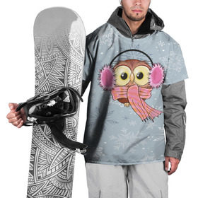 Накидка на куртку 3D с принтом Милая совушка в Екатеринбурге, 100% полиэстер |  | owl | pattern | абстракция | арт | животный | зима | милые | птицы | снег | снежинки | совы | текстура | узор