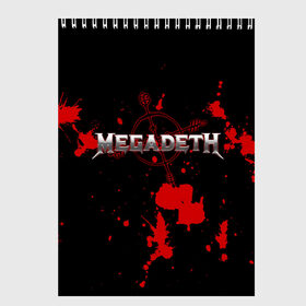 Скетчбук с принтом Megadeth в Екатеринбурге, 100% бумага
 | 48 листов, плотность листов — 100 г/м2, плотность картонной обложки — 250 г/м2. Листы скреплены сверху удобной пружинной спиралью | megadet | megadeth | группа | дирк вербурен | дэвид эллефсон | дэйв мастейн | кико лоурейро | мегадет | мегадетх | метал | рок | трэш | трэшметал | тяжелый | хард | хардрок | хеви | хевиметал