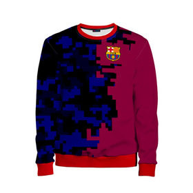 Детский свитшот 3D с принтом FC Barca 2018 Creative uniform в Екатеринбурге, 100% полиэстер | свободная посадка, прямой крой, мягкая тканевая резинка на рукавах и понизу свитшота | Тематика изображения на принте: fc | fc barcelona | fcb | fly emirates | ronaldo | абстракция | барселона | геометрия | зож | клуб | линии | месси | модные | мяч | реал мадрид | спорт | спортивные | тренды | футбол | футбольный клуб | эмблема