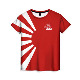 Женская футболка 3D с принтом JDM в Екатеринбурге, 100% полиэфир ( синтетическое хлопкоподобное полотно) | прямой крой, круглый вырез горловины, длина до линии бедер | car | drift | japan | jdm | race | street | авто | автомобиль | гонки | дрифт | король | машина | флаг | япония