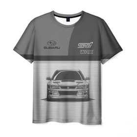Мужская футболка 3D с принтом Subaru в Екатеринбурге, 100% полиэфир | прямой крой, круглый вырез горловины, длина до линии бедер | Тематика изображения на принте: car | impreza | jdm | race | sti | subaru | wrx | авто | гонки | импреза | машина | субару