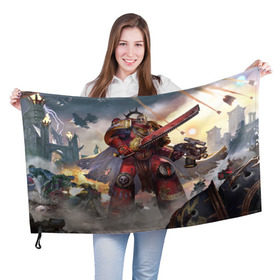 Флаг 3D с принтом Warhammer 40000 в Екатеринбурге, 100% полиэстер | плотность ткани — 95 г/м2, размер — 67 х 109 см. Принт наносится с одной стороны | crusade | eternal | броня | воины | воители | доспехи | игры | фантастика | фэнтези