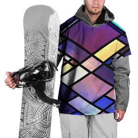 Накидка на куртку 3D с принтом Линии и стекло в Екатеринбурге, 100% полиэстер |  | abstraction | geometry | абстракция | геометрия | грань | краски | кубик | кубики | линии | мозаика | разноцветные | ребро | текстура | тени | узор