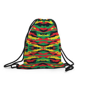 Рюкзак-мешок 3D с принтом Камуфляж в Екатеринбурге, 100% полиэстер | плотность ткани — 200 г/м2, размер — 35 х 45 см; лямки — толстые шнурки, застежка на шнуровке, без карманов и подкладки | желтый | зеленый | камуфляж | красный | раста цвета