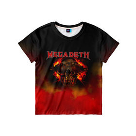 Детская футболка 3D с принтом Megadeth в Екатеринбурге, 100% гипоаллергенный полиэфир | прямой крой, круглый вырез горловины, длина до линии бедер, чуть спущенное плечо, ткань немного тянется | Тематика изображения на принте: megadet | megadeth | группа | дирк вербурен | дэвид эллефсон | дэйв мастейн | кико лоурейро | мегадет | мегадетх | метал | рок | трэш | трэшметал | тяжелый | хард | хардрок | хеви | хевиметал