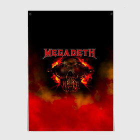 Постер с принтом Megadeth в Екатеринбурге, 100% бумага
 | бумага, плотность 150 мг. Матовая, но за счет высокого коэффициента гладкости имеет небольшой блеск и дает на свету блики, но в отличии от глянцевой бумаги не покрыта лаком | Тематика изображения на принте: megadet | megadeth | группа | дирк вербурен | дэвид эллефсон | дэйв мастейн | кико лоурейро | мегадет | мегадетх | метал | рок | трэш | трэшметал | тяжелый | хард | хардрок | хеви | хевиметал